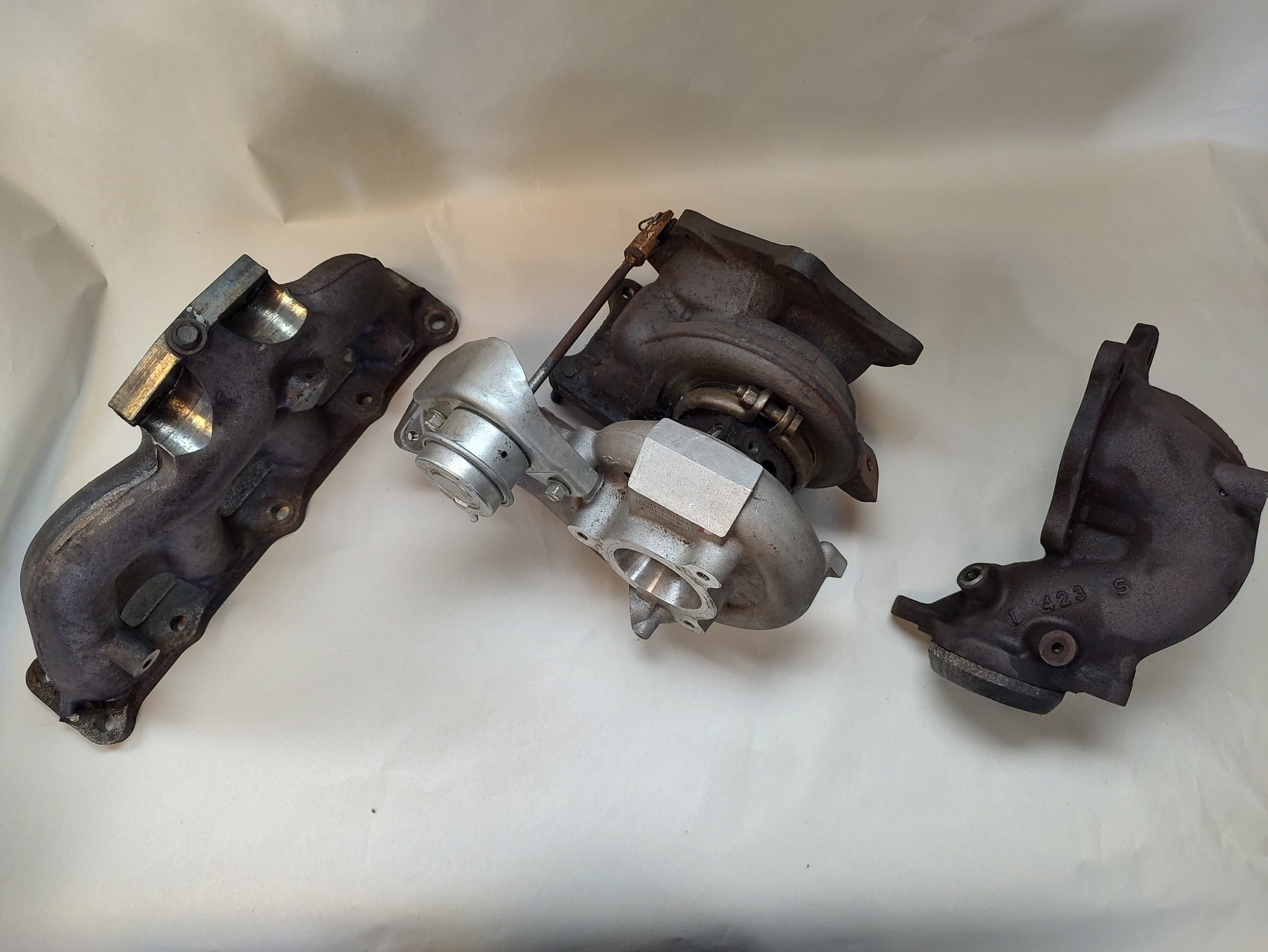Evo X turbo, manifold, and downpipe